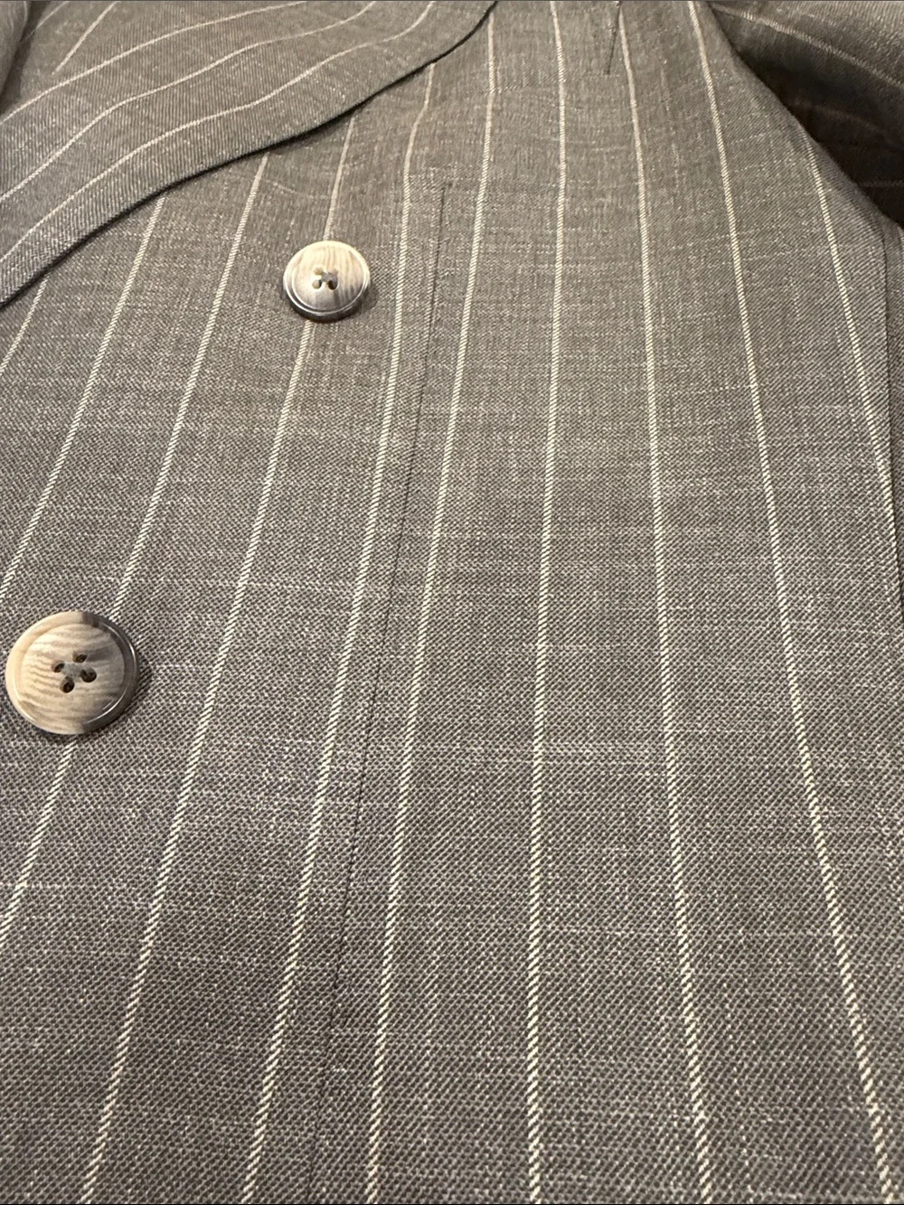 Suitsupply Double-Breasted Medium Green/Gray & White WSL Pinstripe Suit